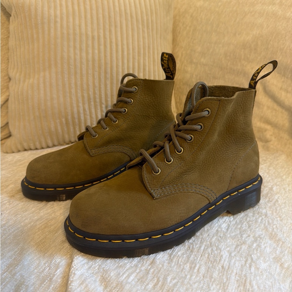 Never Worn Dr. Martens Olive Green 6-Eye Lace-Up Boots
